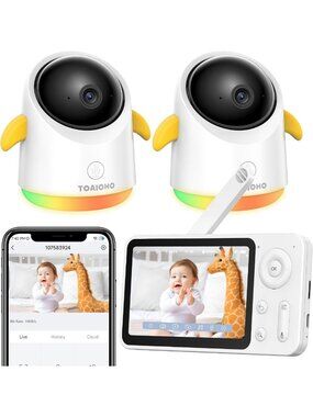 Smart Baby Monitor with 2 Cameras, WiFi/No WiFi, Night Vision, 4.3'' Screen